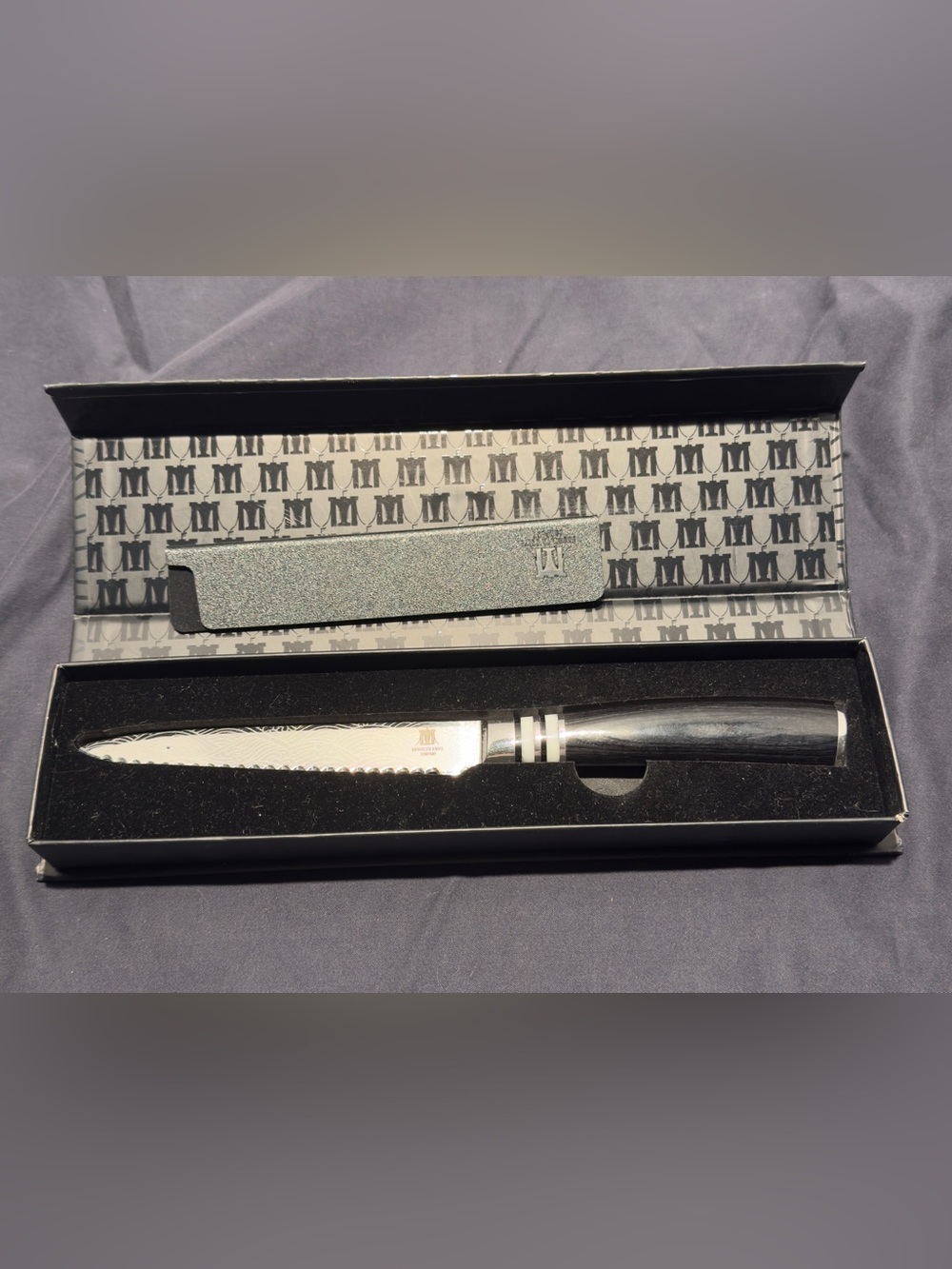 Brooklyn Knife Co. Serrated Utility Knife Japanese Seigaiha 5.5 Inch High Carbon